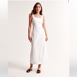 Abercrombie Linen-Blend Squareneck Column midi Dress